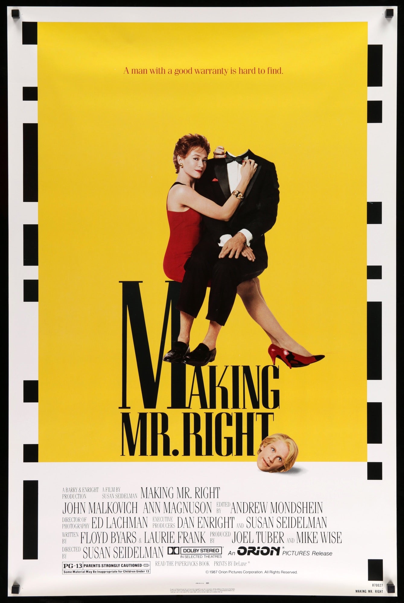 Making Mr. Right (1987) original movie poster for sale at Original Film Art - Vintage Movie Posters