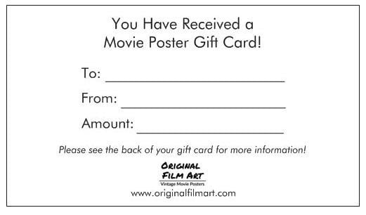 $350 Gift Card original movie poster for sale at Original Film Art - Vintage Movie Posters