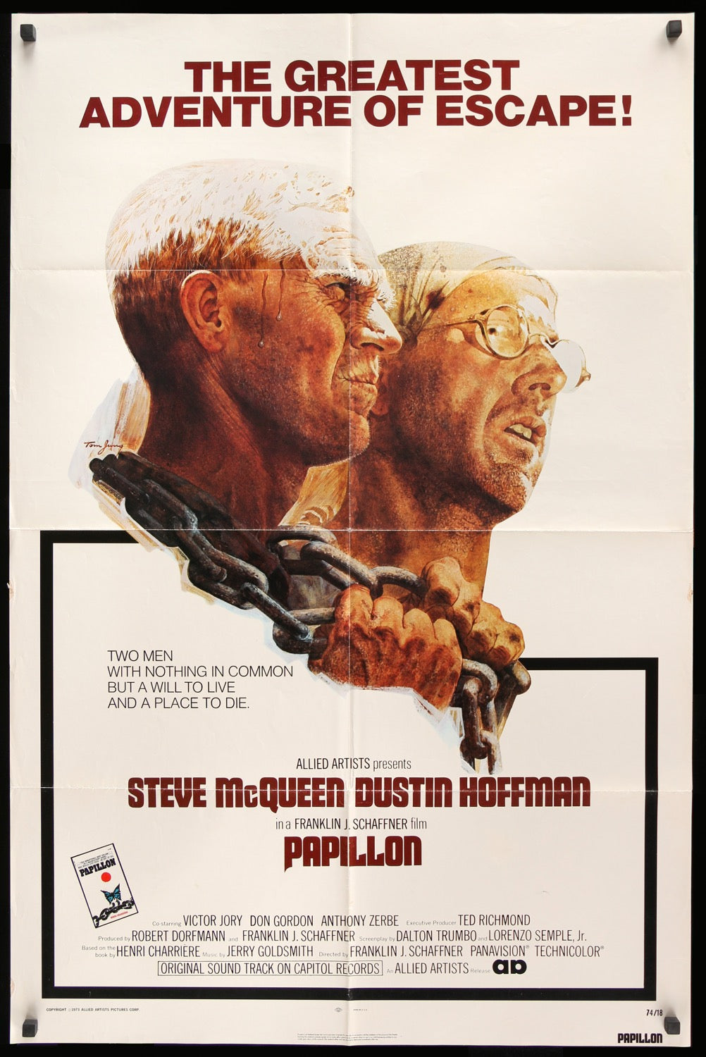 Papillon (1973) original movie poster for sale at Original Film Art - Vintage Movie Posters