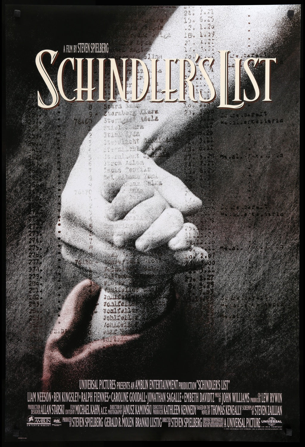 Schindler&#39;s List (1993) original movie poster for sale at Original Film Art - Vintage Movie Posters
