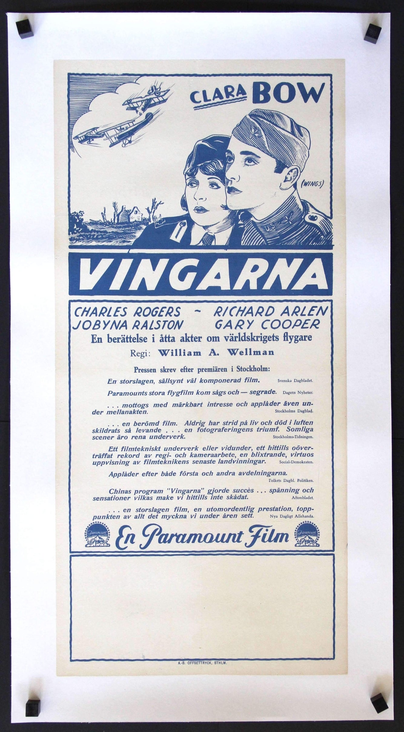 Wings (1927) original movie poster for sale at Original Film Art - Vintage Movie Posters